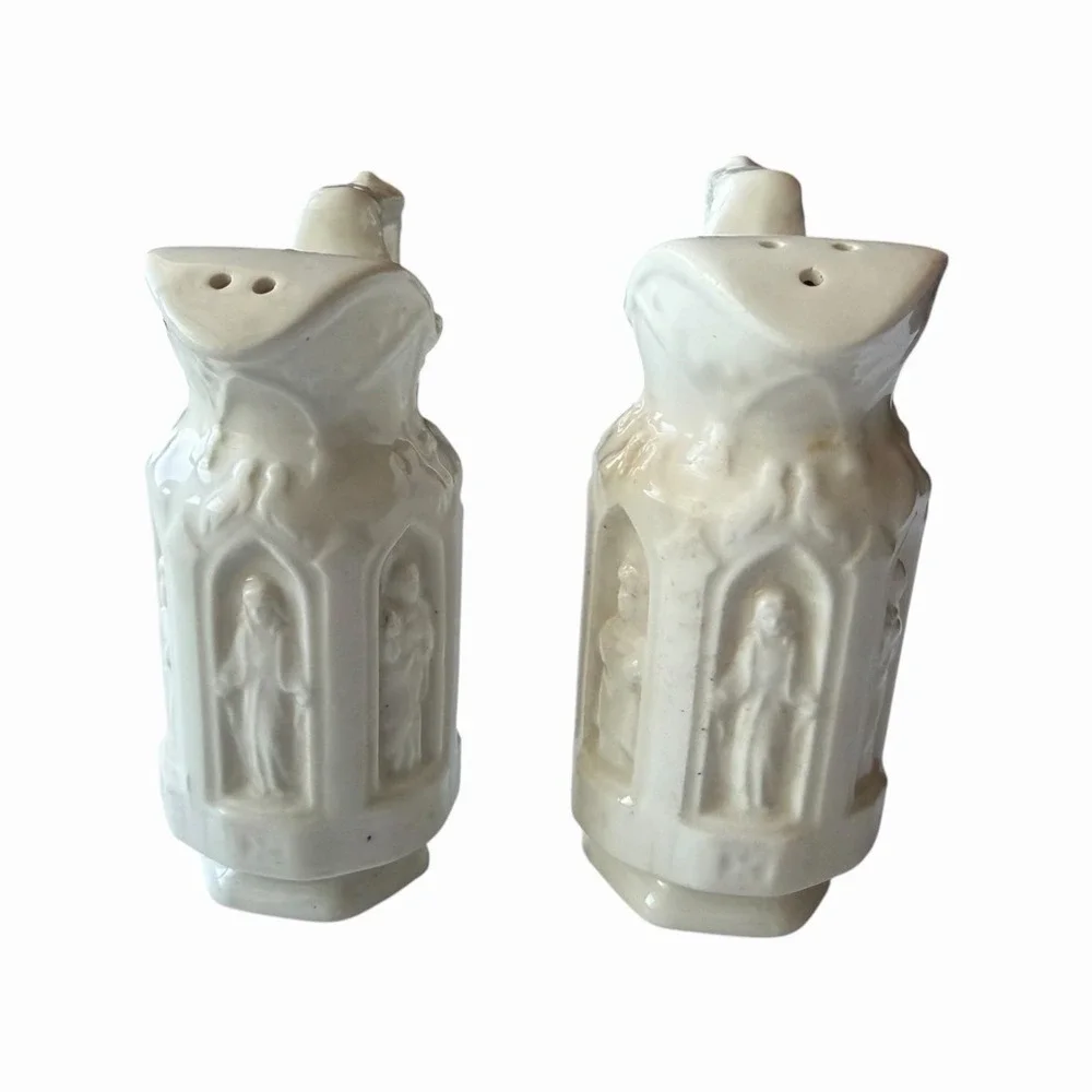 Vintage LEGO Japan #3354 Apostle Pitcher Salt Pepper Shakers Gothic White